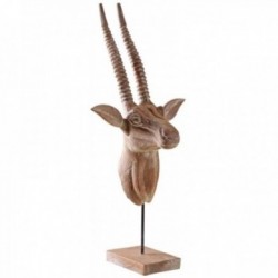 Trophée d'antilope sur socle en bois