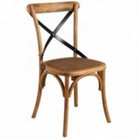 Bistro chair in aged beech, metal brace