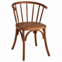 Bistro chair in beech and rattan with round backrest