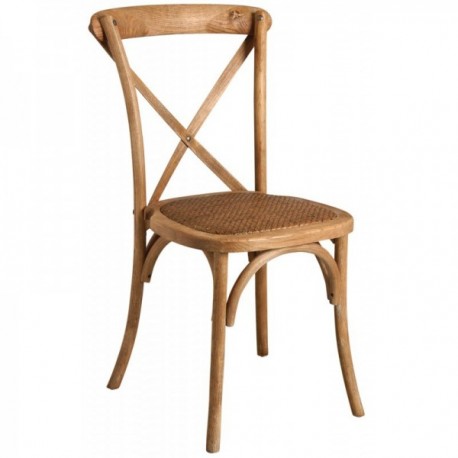 Chaise bistrot en hêtre avec croisillon en bois