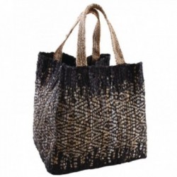 Jute and leather storage bag