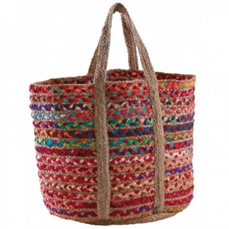 Monivärinen Jute-säilytyskori Big Craft Braide Cart