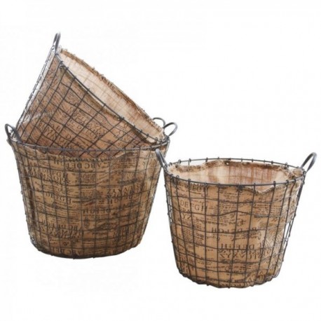 Große Körbe aus Metall und Jute (3er-Set)