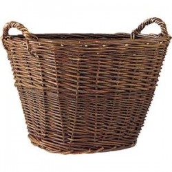 Wrenbury Cesta grande de mimbre para leña de 38 cm, cesta redonda de sauce  con forro de arpillera y asas tejidas, cestas para leña para chimeneas