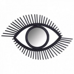 Black rattan eye mirror