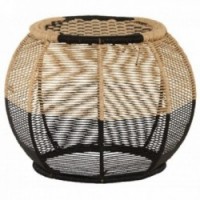 Round stool in natural and black rope