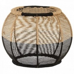 Tabouret rond en corde naturelle et noir