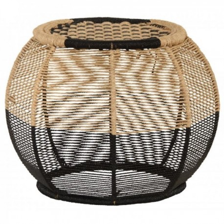 Tabouret rond en corde naturelle et noir