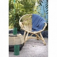 Round stool in natural and black rope