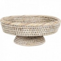 Basket on foot in white rattan