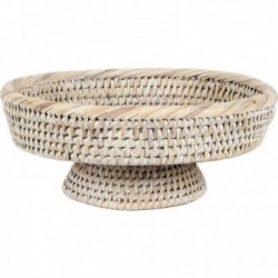 Basket on foot in white rattan