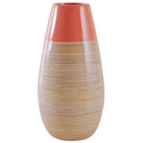 Round lacquered bamboo vase