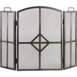 Fireplace Fire Wrought Fire Firewall 3 Shutts Antique Finish: Foldable Protection Screen & Design Safety Grid