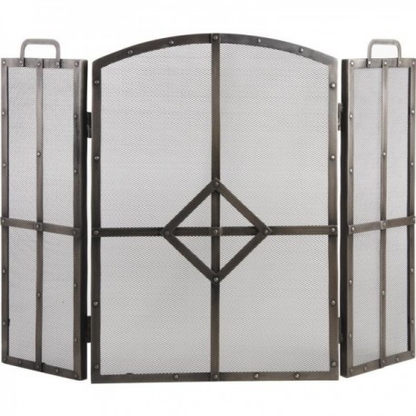 Fireplace Fire Wrought Fire Firewall 3 Shutts Antique Finish: Foldable Protection Screen & Design Safety Grid