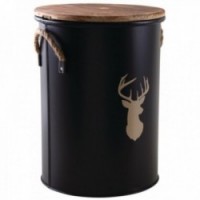 Pyöreä metallipelletti ämpäri, jossa kansi, musta pölynkeräilijä