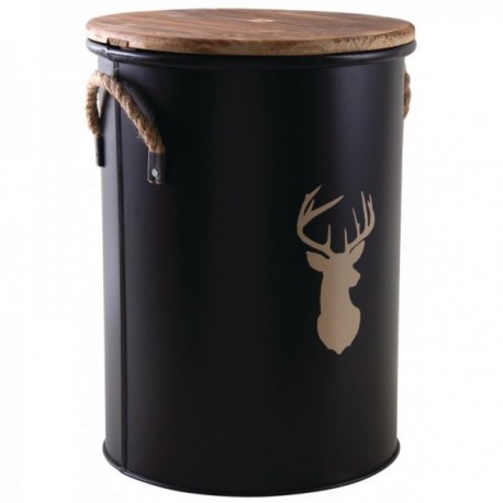 Round metal pellet bucket with lid, black dust collector