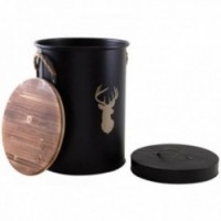 Cubo de pellets de metal redondo con tapa, colector de polvo negro