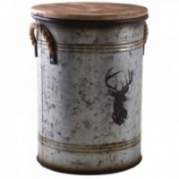Round metal pellet bucket with lid, dust collector Gray