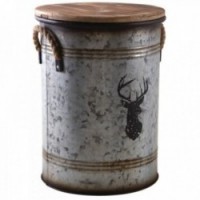 Runder Metallpellet-Eimer mit Deckel, grauer Staubsammler