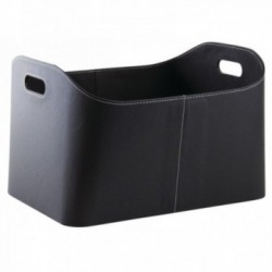 Corbeille à Bûches Simili Cuir Noir : Panier Bûches avec Poignées & Sac Rangement Bois Cheminée Design Poêle à Bois