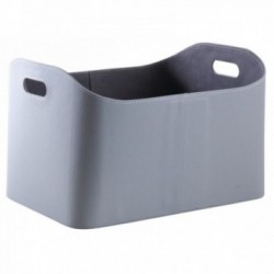Corbeille à Bûches Simili Cuir Gris avec Poignées : Panier à Bois Design Élégant & Sac de Rangement Cheminée Moderne