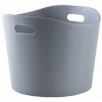 Gray faux leather storage basket
