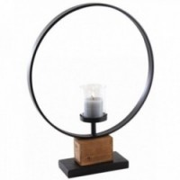 Grote ronde houten en metalen fotofolie