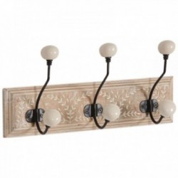 Houten muurhaak 3 heimals bladeren patroon