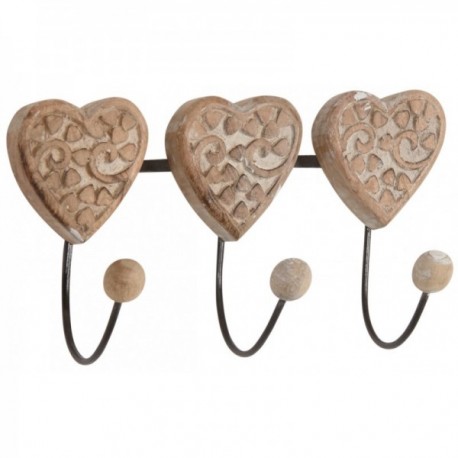 Puinen koukku sydän 3 koukut