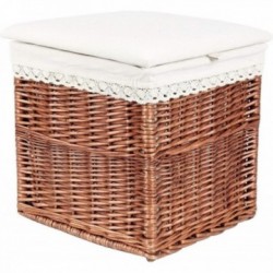 Tronco del pouf di storage di vimini e pizzo (set di 2), soggiorno, camera da letto