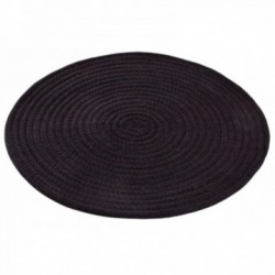 Set of 6 round black cotton placemats Ø 38 cm