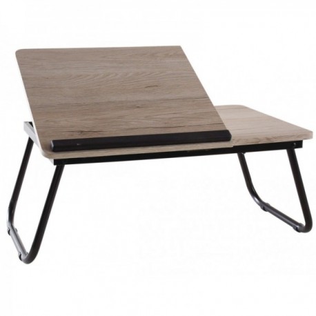 Folding laptop table in wood and black lacquered metal