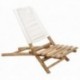 Chaise de plage pliable en bambou avec assise en coton – Fauteuil de jardin ras du sol naturel et confortable