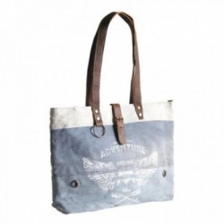 Denim bag with leather...