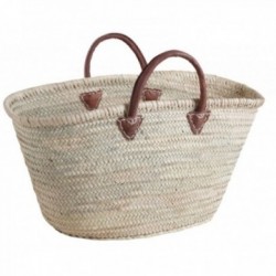 Palm tote with leather handles