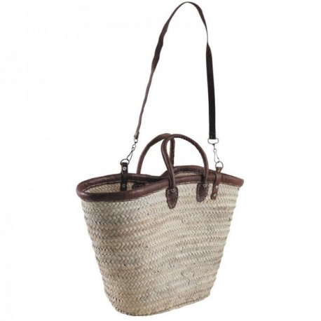 Palm tote with leather straps and handles