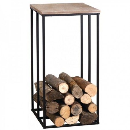 Tavolo quadrato Salle Portatore in legno e metallo Titolare del metallo: mobili Mobili Mobili Stoccaggio di legno Camino e staff