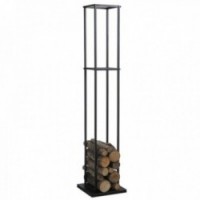 Range Logs Black Metal 160 cm: Log Dør Vertikalt Design & Support Lagring Tre Peis XXL Square Gain