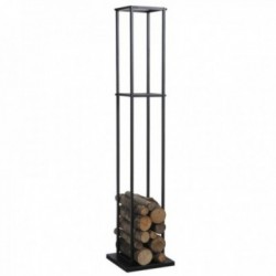 Range Logs Black Metal 160 cm: Log Dør Vertikalt Design & Support Lagring Tre Peis XXL Square Gain