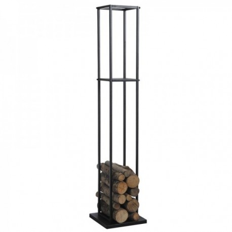 Range Logs Black Metal 160 cm: Log Door Vertical Design & Support Storage Wood Fireplace XXL Square Gain