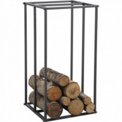 Range Log Inner Metal Gray: Log Door Modern Design & Storage Holder Wood Fireplace Square Gain