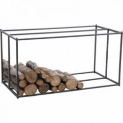 Range Bûches Intérieur Métal Gris : Porte Bûches Design Moderne & Support de Stockage Bois Cheminée Gain de Place