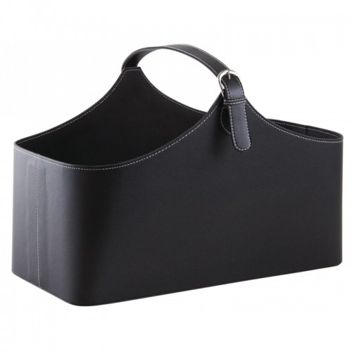 Svart Leather Jet Rack med Strap Storage Aviser Design & Chic