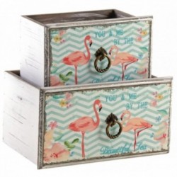Flamingo wooden drawer baskets