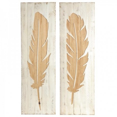 Painted wooden feathers - Wooden wall decoration