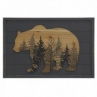 Wall frame black painted wooden bear, wall decoration