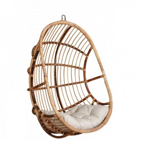 Swing to hang in raw rattan with cushion