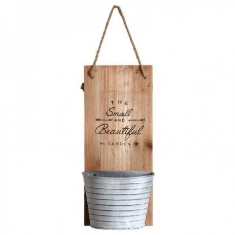 Plantador de pared de madera colgante y metal