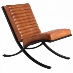 Leather armchair with metal...