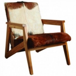 Sessel mit Armlehnen aus Holz und Ziegenleder